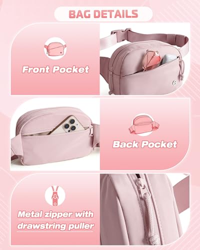 Image of Smasrob Fanny Pack for Women, Crossbody Sling Bag Waist Bag with Pockets | Lightweight, Water-repellent fabric, Adjustable Strap, Pink