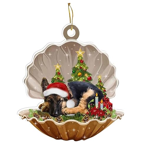 BUBEFSKD Decoración de Navidad Shell Perro Colgante Árbol de Navidad Adorno Colgante Coche Decoración para el Hogar Niños 2023 Año Nuevo Perros Dormir