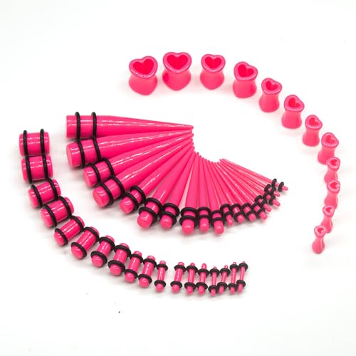 Marsrut 48 PCS Acrylic Gauge Kit Tapers Heart Tunnels Plug 14G-0000G Ear Stretching Set3