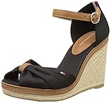 Tommy Hilfiger Damen Sandalen Iconic Elena Sandal mit Keilabsatz, Schwarz (Black), 39 EU
