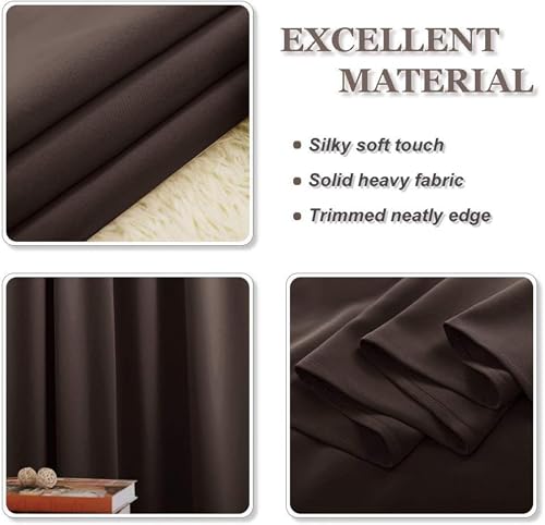 Image of Galaxy Home Decor Blackout Heavy Solid 100% Opaque Curtains for Window 5 Feet, Pack of 2, Brown (Brown, Window 5 Feet)
