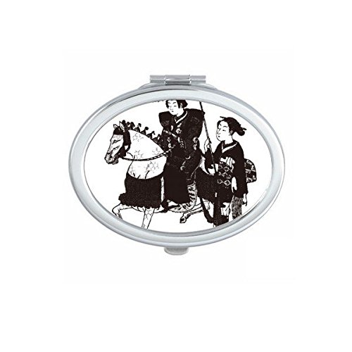 Miroir de poche style japonais motif kimono noir idée cadeau art mignon