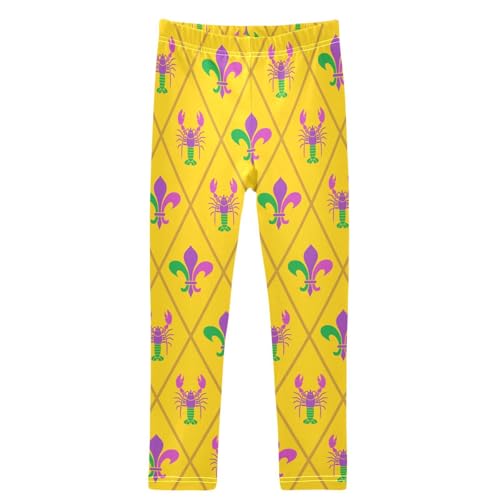 Girls' Leggings Mardi Gras Crayfish Ankle Length Printed Leggings Comfort Pants for Kids 4-10 Years
