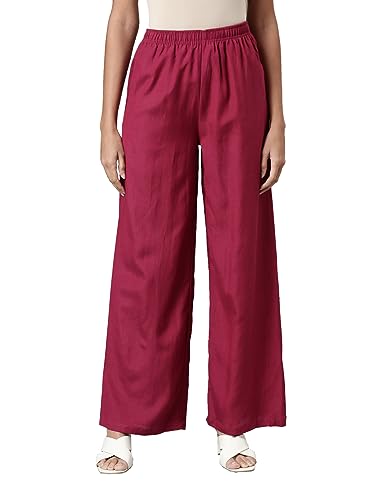 Image of GO COLORS Soft Viscose & Linen Blend Linen Palazzo Full Length for Women| Breathable, Mid Rise