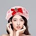 Toyvian Pink Bow Beret Hat for Women - Sweet Decorative Wool Fashion Beret Cap Breathable Warm Winter Accessory for Christmas and Party