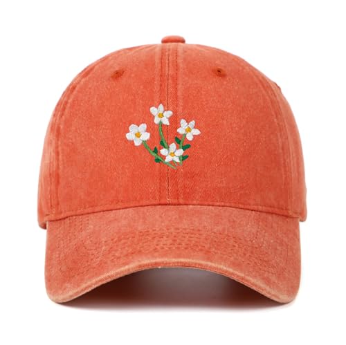 Gorra de algodón ajustable vintage con bordado floral