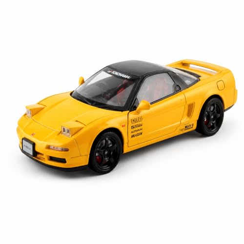 Image of Honda NSX Die-Cast Car Model Yellow - 6 Openable Parts Sound Light Pull-Back Alloy Metal Collectible Sports Car Toy for Kids Collectors