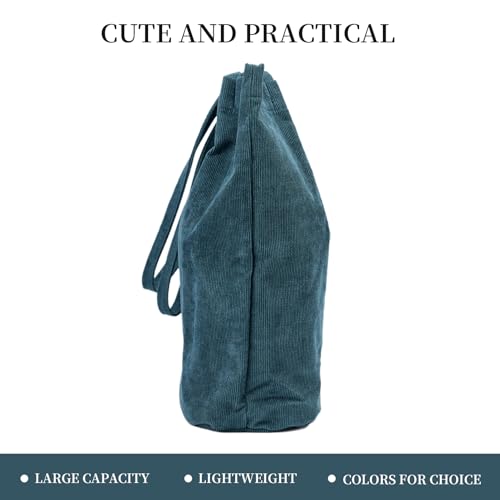 Image of Corduroy Tote Bag Cute Tote Bags for Women Shoulder Bag with Inner Pocket for Work Beach Travel and Shopping Grocery