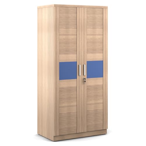 Image of Spacewood Coral Wardrobe | 3 Year Warranty | Almirah, Cupboard, Almari, 2 Door Wardrobe, 2 Drawer (1 Lock Drawer) and 1 Hanging Space & 1 Internal Locker |Engineered Wood| Drift Wood WP