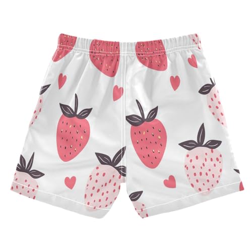 Boccsty Hearts Pink Strawberry Boys Swim Trunks Baby Kids Swimwear Summer Toddler Beach Board Shorts Bathing Suit 2T2