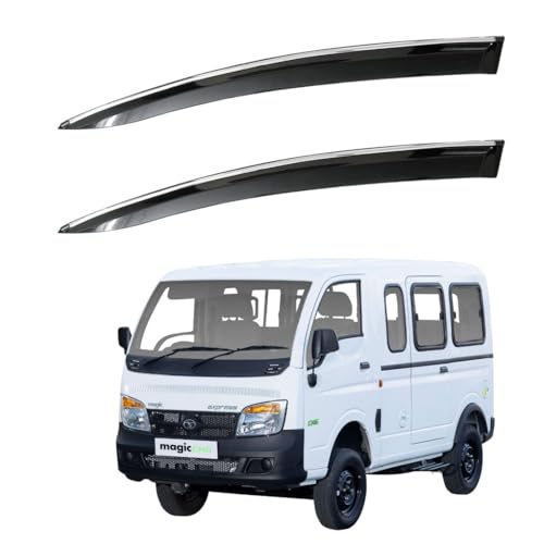 Image of CAR SAAZ Unbreakable Chrome Smoke Door Visor for Magic | Premium Sun, Rain Wind Deflector Chrome Strip Side Door Rain Visor - Set of 2 Pcs