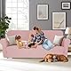 YSTELLAA Stretch Sofa Überzug 2 Sitzer, Elastisch Sofabezug Mit Armlehnen, Jacquard Sofaschoner rutschfest, Universal Sofa Cover Moderne, Couchüberzüge Sofahusse Für Katze Hund, Rosa