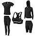 JULY'S SONG 5 Pezzi Completo Sportivo Donna Tute da Ginnastica Set Abbigliamento Running Donna Completo Yoga Tuta Fitness Donna Pilates Jogging Sportive Abbigliamento