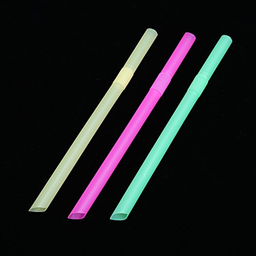 Rienar RIENAR-146 Jumbo Flexible Smoothie Plastic Straws, 100 Pcs Assorted Colors Large Bendable Disposable Milkshake Straws thumb #7