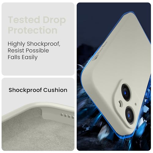 Image of FireNova Designed for iPhone 14 Case, Silicone Upgraded [Camera Protection] Phone Case, Soft Anti-Scratch Microfiber Lining Inside, 6.1 inch, Stone