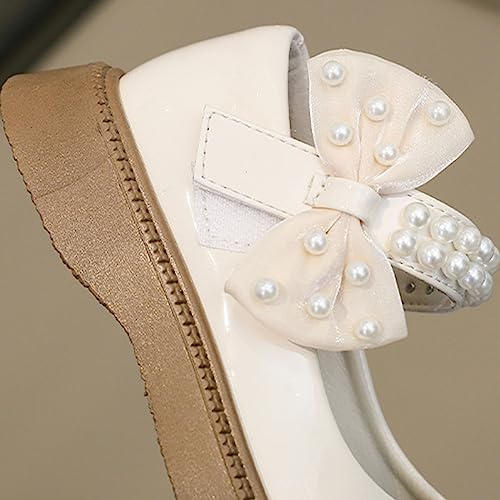 girls sandal size 13 Solid Color Thick Sole Bright Pearl Bow Casual Shoes Party Birthday School2