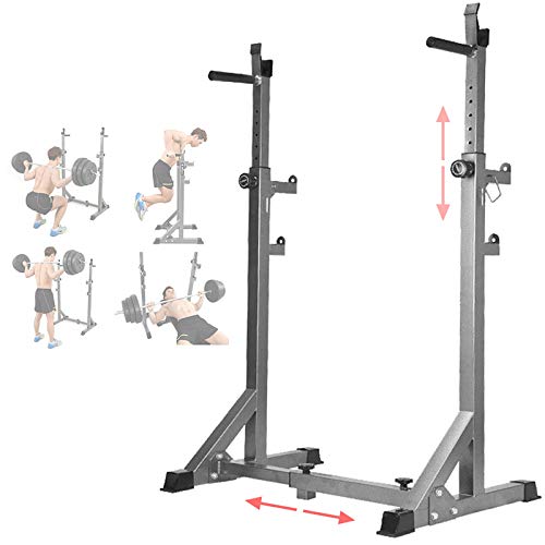 EEUK Soportes de Rejilla para Sentadillas Ajustables Marco Press Banca Entrenamiento Fuerza Barra Ejercicios Potencia Soporte Banco Pesas, Multifunción,Carga Máxima 300 Kg