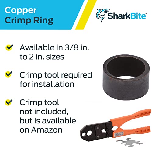 Image of SharkBite 3 /8 Inch Copper Crimp Rings, Pack of 100, PEX Pipe, PE-RT, 23101CP100