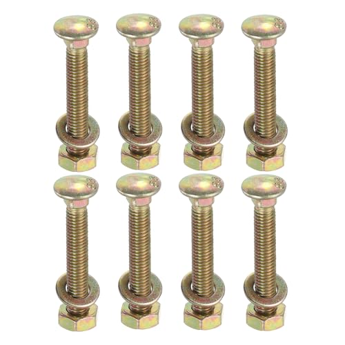 Image of uxcell M8 x 45mm Carriage Bolt Kit, 12 Set Round Head Square Neck Screws, Carriage Bolts Screws Set Includes Washers and Nuts - Carbon Steel Zinc Plated for Fastening Accessories