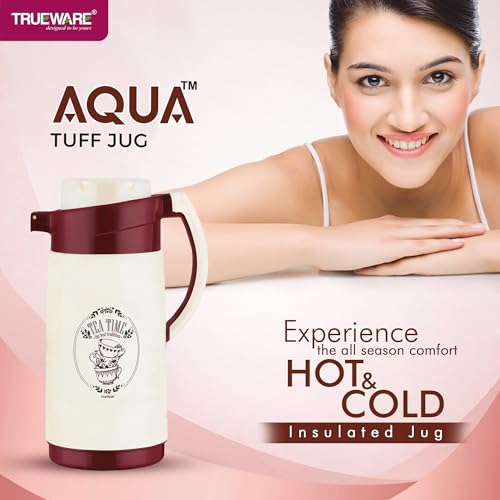 Image of Trueware Aqua Jug Insulated Flask -1500 Ml | Insulated Tea Pot Kettle Inner Steel Outer Plastic | Hot & Cold | Food Grade Plastic | Lightweight BPA-Free | Wide Mouth Design | Ideal for Office, Travel