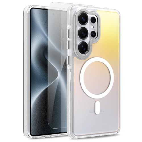 Image of Magnetic Case for Samsung Galaxy S26 Ultra [Compatible with Magsafe] [Cute Fashion Fluorescent Design] [1 Screen Protector] Slim Translucent Matte Case for Galaxy S26 Ultra 6.9 inch, White