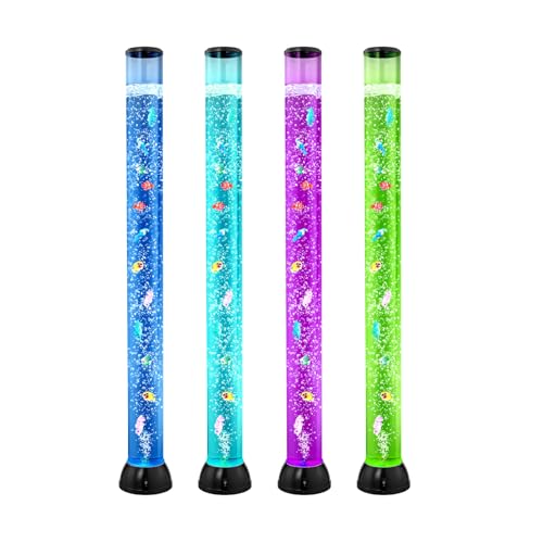 VEVOR Lavalampe mit 10 schwimmenden Fischen, 120 cm, Blasenlichtlampe, 16 Farbwechsel-Lichteffekte, Fernbedienung, Stimmungslicht, Aquarium Nachtlicht für Schlafzimmer, Wohnzimmer, Heimdekoration