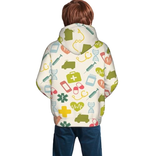 Medical Icons Kid Hoodies Boys Sweatshirts Girls Pullover with Pocket4
