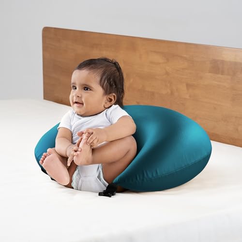 Image of Wakefit Nursing Pillow for Breastfeeding & Baby Care | 5 in 1 Feeding Pillow with Removable Cover | Super Soft & Machine Washable Velvet Cover | Peacock Green