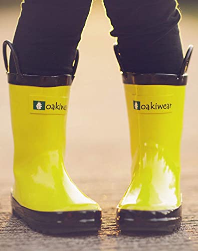 Oaki Kids Waterproof Rain Boots Easy-On Handles, Yellow & Black, 12 Little Kid #TOP5
