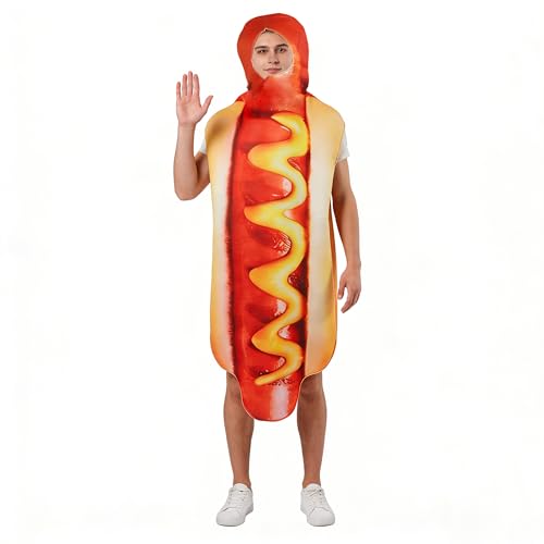 PUIEAUST Hotdog Costume，Funny Halloween Costumes for Unisex Adults