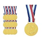 Fintoriel Gold Medals Set with Ribbon, 12 Pieces, Zinc Alloy Medal Awards for Kids and Student, Party, Games, Competitions