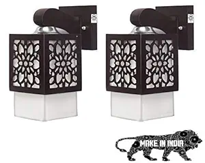 WHITERAY Wood and PVC Unbreakable Glass Hanging Wall Light Lamp Sconce without Bulb (Brown)-Electric