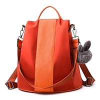 CHARMORE Zaino da donna, impermeabile, in nylon, per la scuola, anti-furto, borsa a tracolla, Arancione-Grande, L