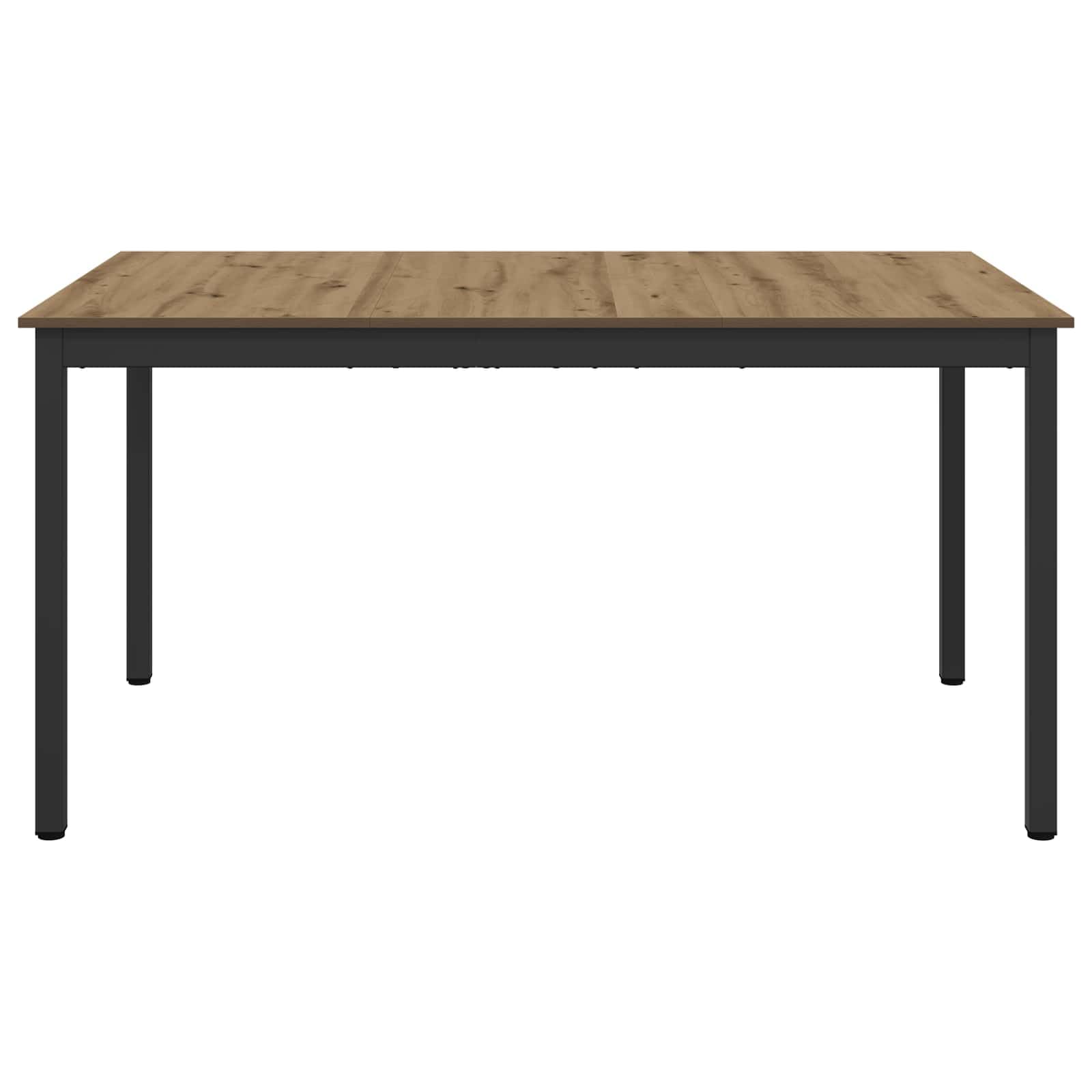 Mesa de comedor de 150 x 78 x 75 cm, marco de metal rectangular, mesa de cocina robusta con superficie de madera, mesa de comedor estable para comedor, diseño moderno, ahorra espacio y es