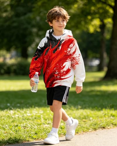 Image of Belovecol Boys Hoodies 3D Printed Hooded Sweatshirts with Pocket for 6-16Y