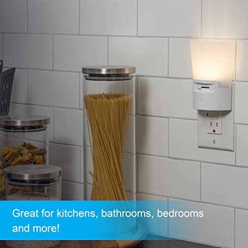 Image of GE Ultrabrite Dimmable Sconce LED Night Light GEPlug-In, Energy Efficient, Dusk-to-Dawn Sensor, Adjustable Brightness, Ideal for Bedroom, Bathroom, Hallway, Nursery, White, 45123, 1 Pack,