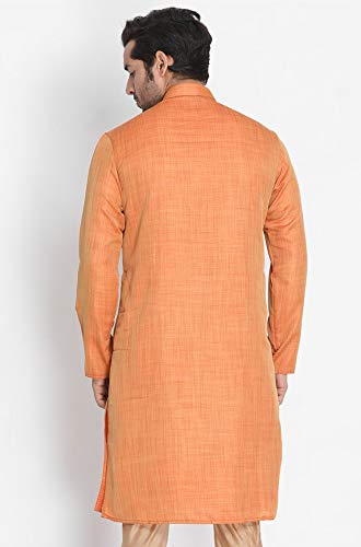 Image of VASTRAMAY Men's Beige Cotton Silk Blend Kurta