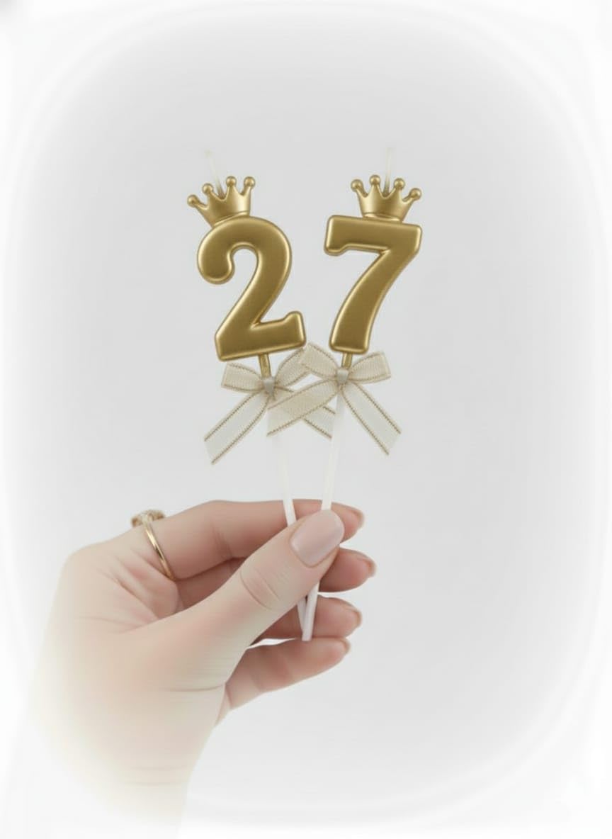 Shreeji Enterpries Celebrate That Magical Twenty-Seven Milestone with Our Stunning Gold Crown Number '27' Birthday Candle!-image-5
