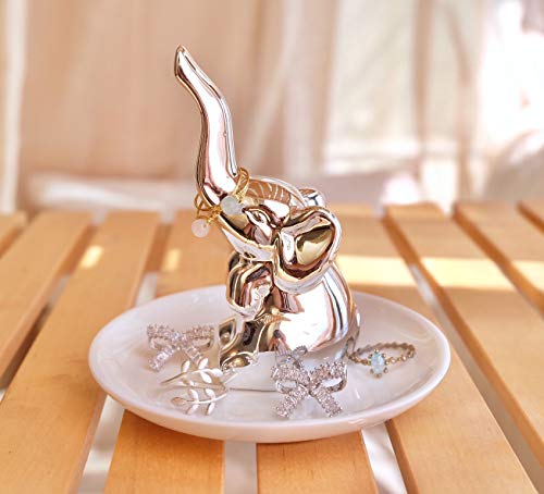 Image of PUDDING CABIN Elephant Ring Holder - Womens Birthday Gift - Good Luck Elephant Gift for Women, Girls, Bedroom or Vanity Decor, Chrismtas Mothers Day Valentines Wedding Gifts Ideas