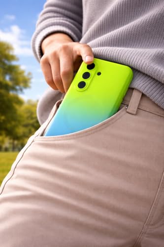 Image of amazon basics Gradient Mag-Safe Case for Samsung Galaxy A17 / M17 / F17 5G | Soft Silicone Shockproof Cover with Camera Protection | Slim Lightweight Design | Smooth Touch & Durable - Green & Blue