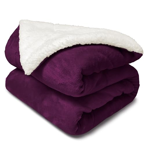 DALINA Textil - Manta Borrego 160 x 220 cm - Manta Sofá Reversible de Franela y Sherpa, Manta Cama Gruesa, Manta Borreguito, Sobrecama, Manta Caliente, Suave, Transpirable para Invieno