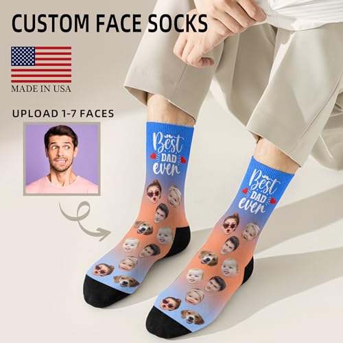 Custom Socks with FACE PHOTOS TEXT Made in USA, Personalized Funny Gifts for Birthday Christmas Wedding
