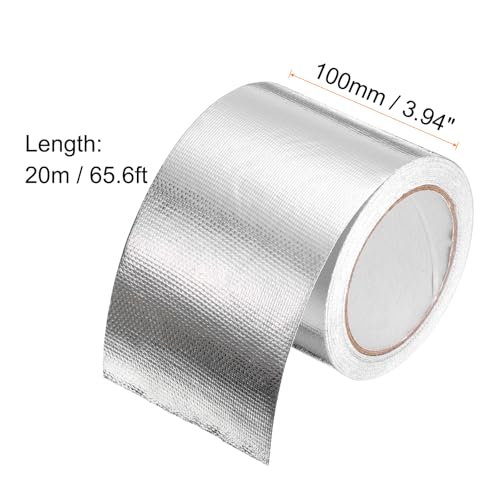 Image of HARFINGTON 5pcs Heat Shield Tape 3.94 inch x 65.6 Ft Waterproof Sunscreen Sound Insulation High-Temperature Resistance Silver Aluminum Tape Thickness for Automotive Repairs