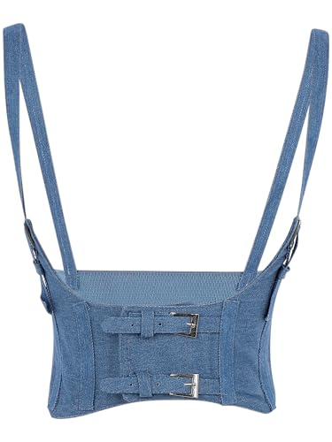 Women's Elastic Wide Waist Belt, Steampunk Underbust Corset Belts Faux Leather/Denim for Dress