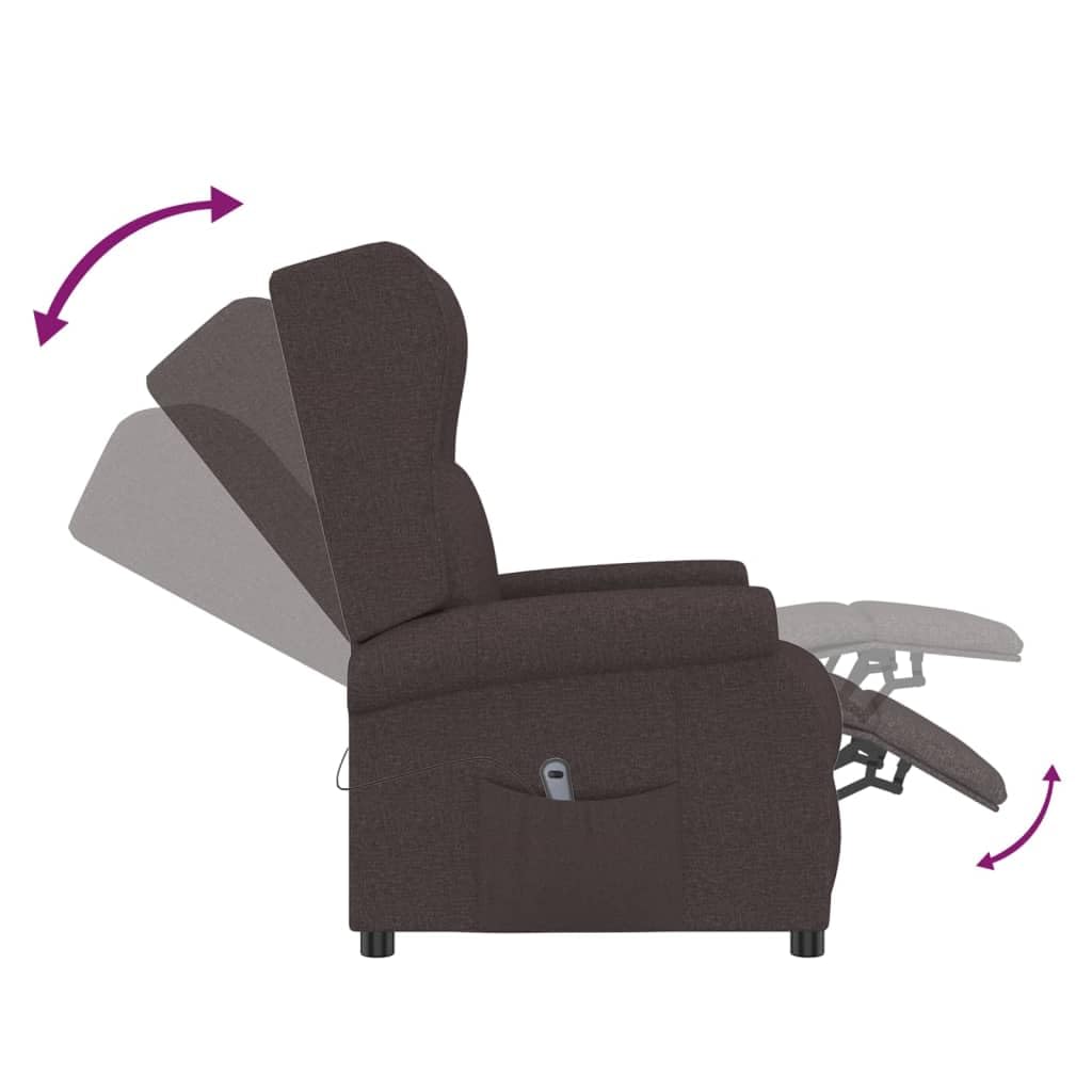 Sillón con orejeras eléctrico con función reclinable, color marrón oscuro, tapizado con reposabrazos y núcleo de muelles, sillón relax para salón y rincón de lectura, función giratoria y gran