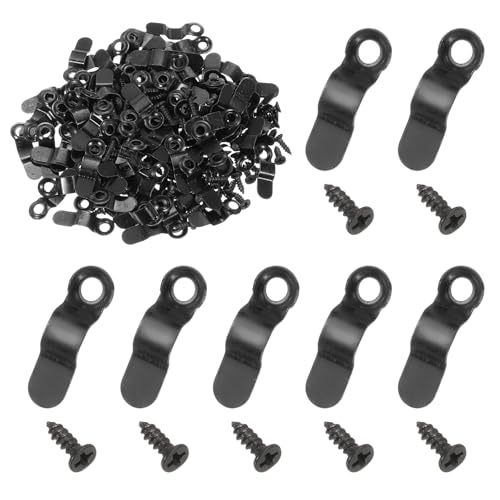 Image of uxcell 120pcs Picture Frame Backing Clips, 0.9 inch Photo Frame Turn Buttons Fasteners Hardware Corner Clip with 120pcs Screw for Hanging Pictures Drawings, Bow Shaped Black
