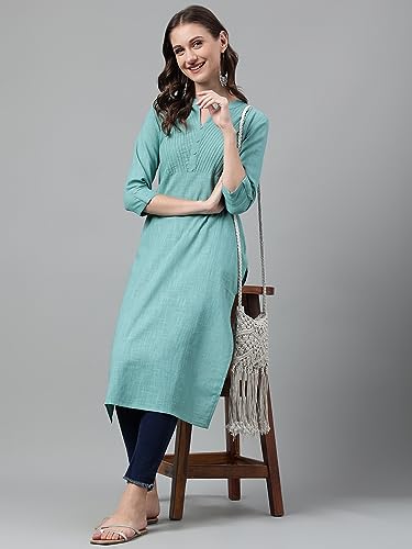 Image of NEEMIYA Striped Solid Kurta Round Nack
