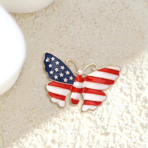 Image of Rhinestone Brooch Pins for Women, Vintage Crystal Enamel Brooches, American Flag Pin Patriotic Lapel Pins Gift for Suit Clothes Bag Accessories
