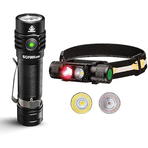 77outdoor Sofirn SC18 EDC Small Flashlight & D25LR Headlamp with Red Led Option Cover
