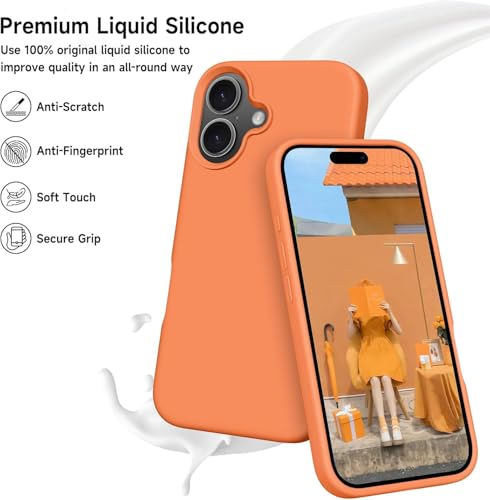 Image of Back Cover Compatible with iPhone 17 Case (6.3) Soft Touch Slim Liquid Silicone Full Protection Shock Proof Back Cover for iPhone 17 (SC Orange)